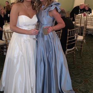 Blue one shoulder dress